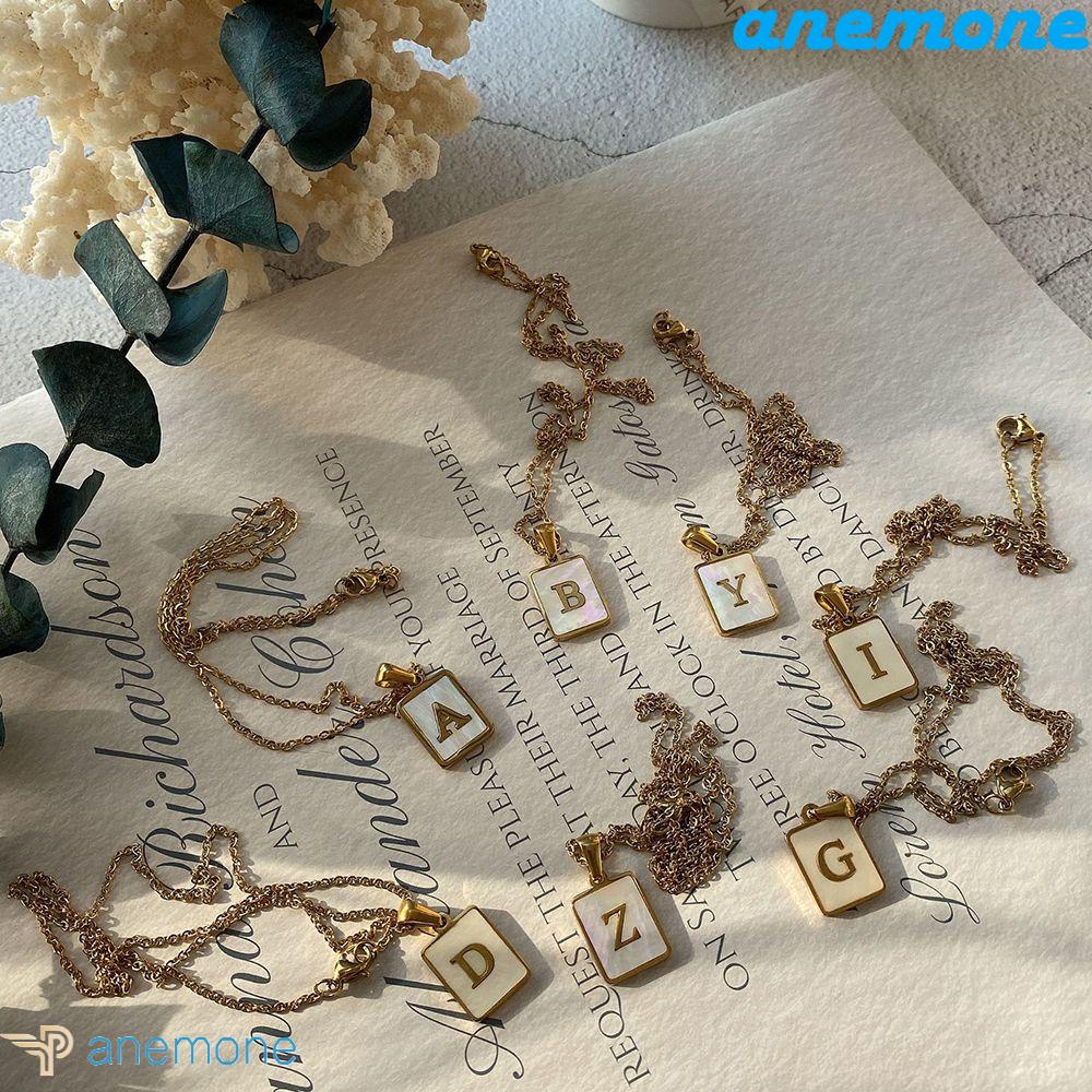 ANEMONE Vòng cổ Bằng Thép Không Gỉ Mặt Hình Vỏ Sò Tự Nhiên Phong Cách Hàn Quốc Thời Trang Cho Nữ