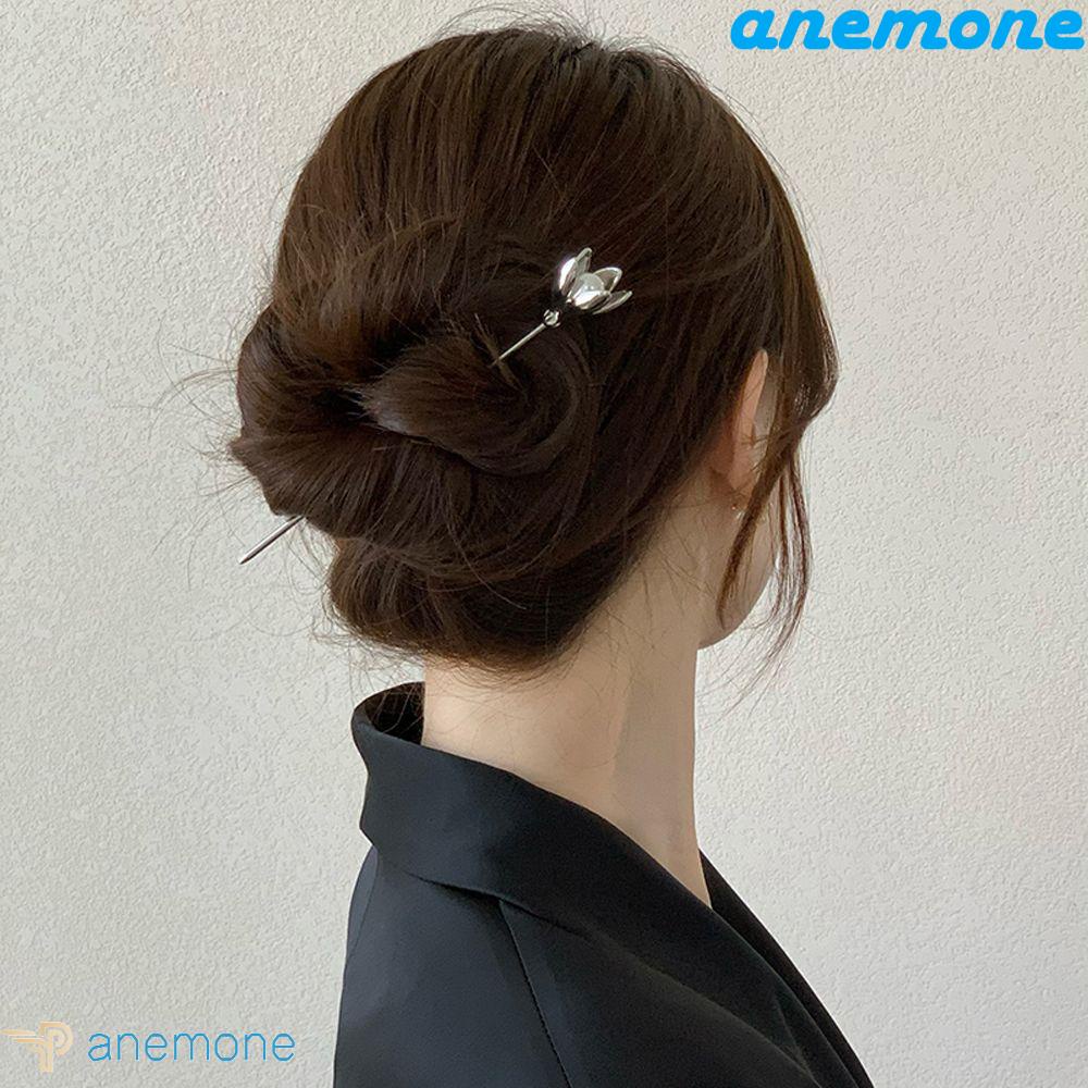 ANEMONE Trâm Cài Tóc Bằng Kim Loại Họa Tiết Hoa Phong Cách Trung Quốc Sang Trọng