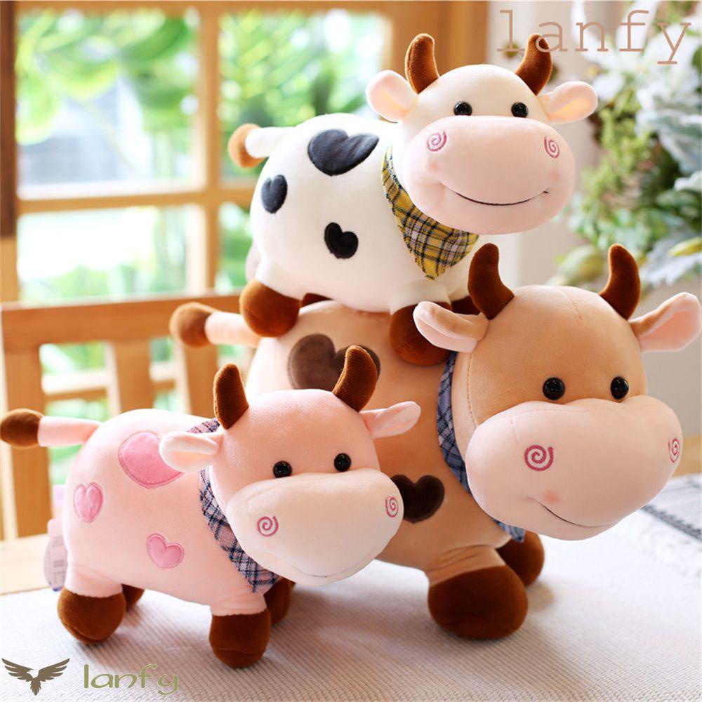 Thú Nhồi Bông Hình Bò Sữa Bằng Cotton Mềm Mại Dễ Thương Cho Bé Gái