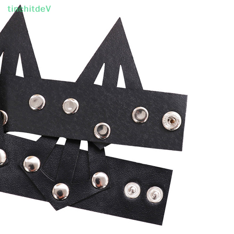 Băng Đô Cài Tóc Hình Vương Miện Bằng Da Màu Đen Phong Cách Gothic Cổ Điển Cho Dịp Halloween