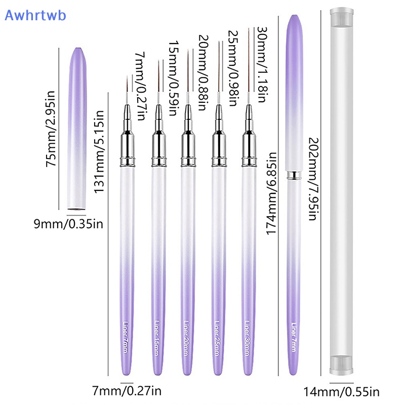 Cọ Vẽ Trang Trí Móng Tay 7 / 15 / 20 / 25 / 30mm Cán Kim Loại Mới