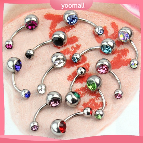 Bộ 12 Khuyên Rốn Thép 316L Đính Đá Nhân Tạo Thời Trang