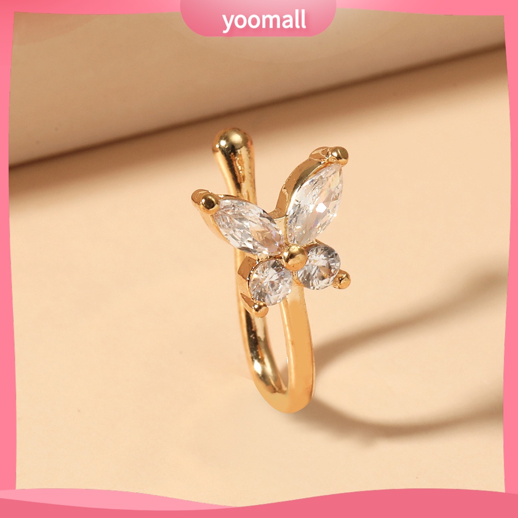 Khuyên Mũi Hình Bướm Đính Đá Mạ Điện Đơn Giản