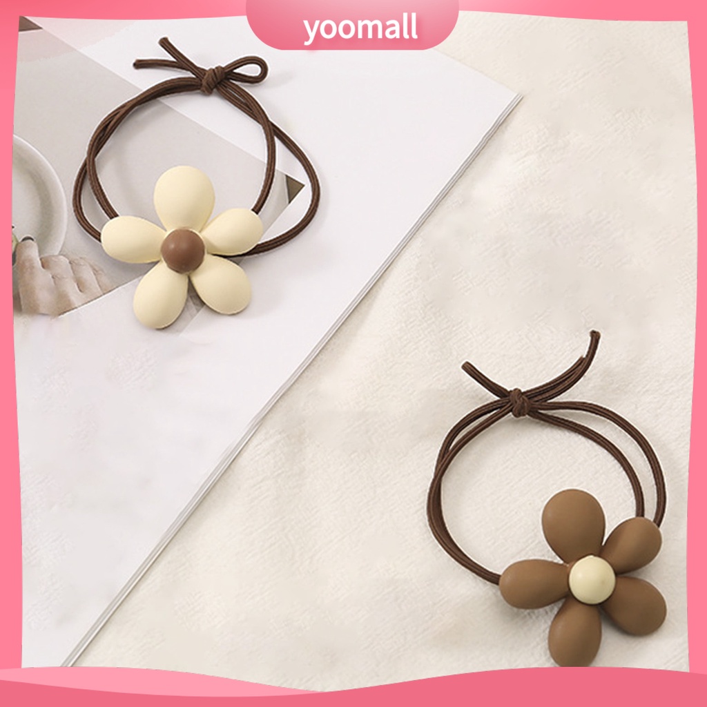 Dây Cột Tóc Co Giãn Mặt Nhám Đính Hoa Hoạt Hình Dễ Thương