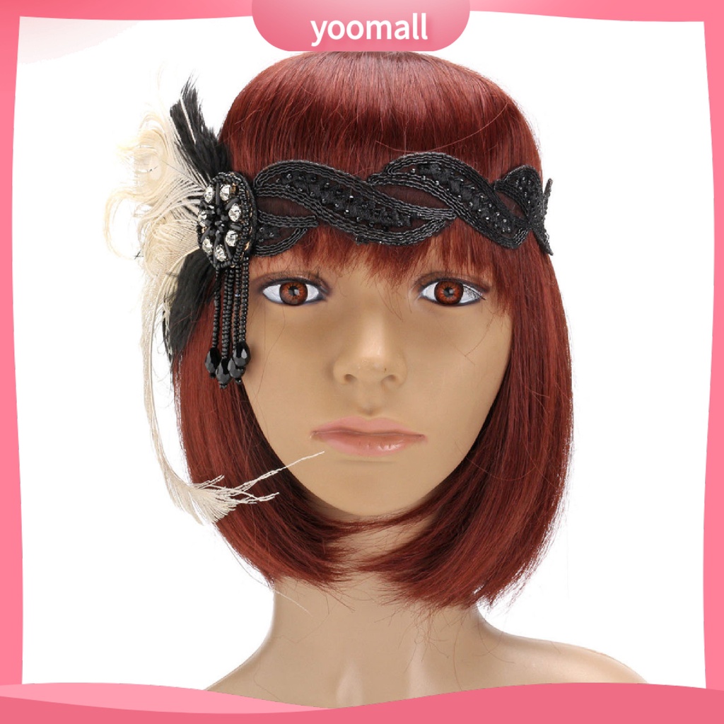 Băng Đô Cài Tóc Đính Lông Vũ Và Đá Lấp Lánh Cho Cô Dâu