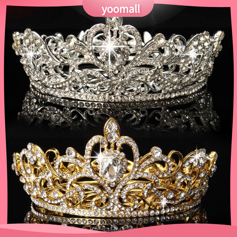 Cài Tóc Hình Vương Miện Tròn Đính Đá Lấp Lánh Trang Nhã Dành Cho Cô Dâu