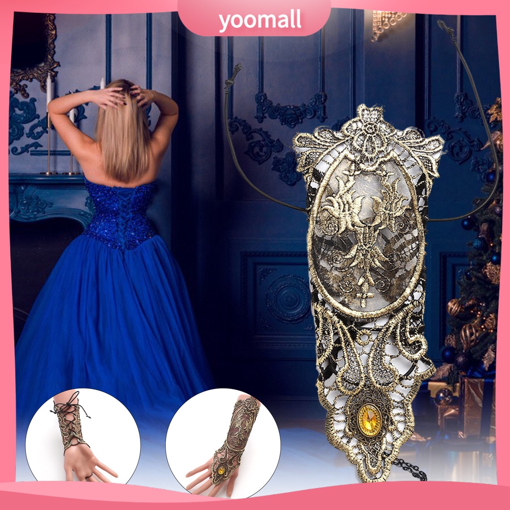 1 Đôi Găng Tay Ren Xuyên Thấu Họa Tiết Hoa Hóa Trang Halloween Cho Người Lớn