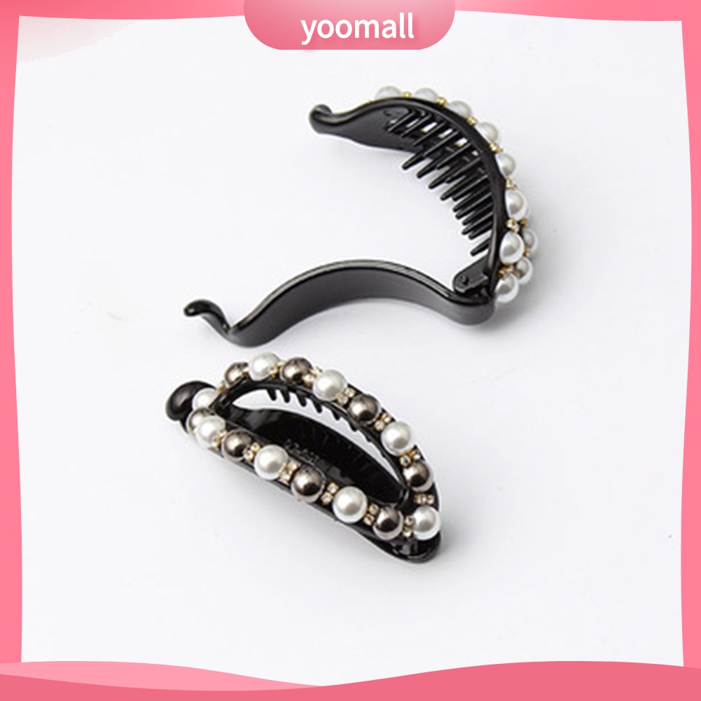 Kẹp Tóc Đuôi Ngựa Đính Đá / Ngọc Trai Giả Hình Oval Rỗng Cho Nữ