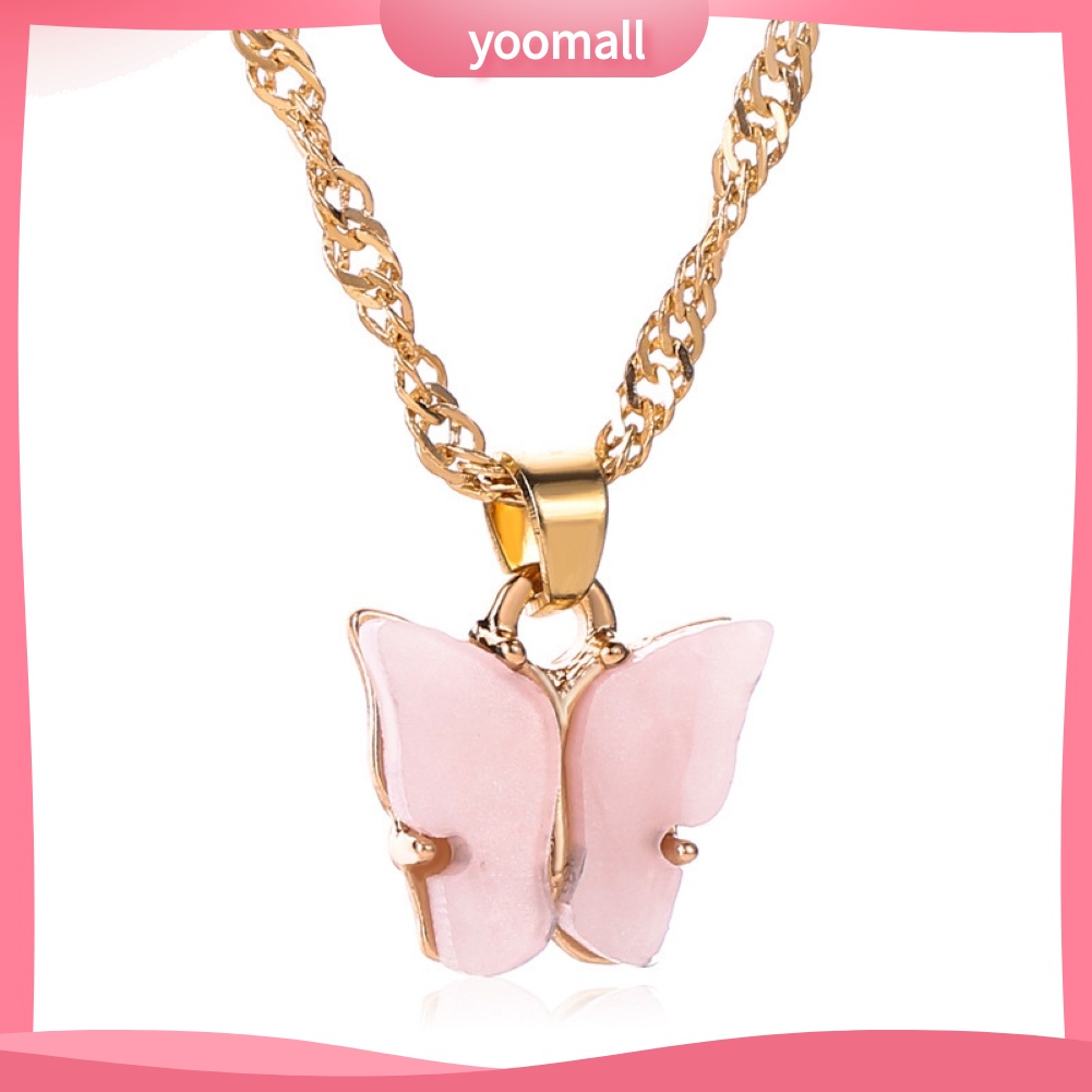 Vòng cổ Mặt Hình Bướm Bằng Acrylic Màu Sắc Ngọt Ngào Cho Nữ