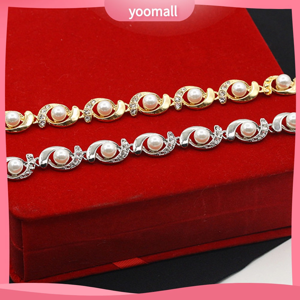 Vòng Tay Đính Đá Ngọc Trai Nhân Tạo Có Thể Điều Chỉnh Thời Trang Dành Cho Nữ