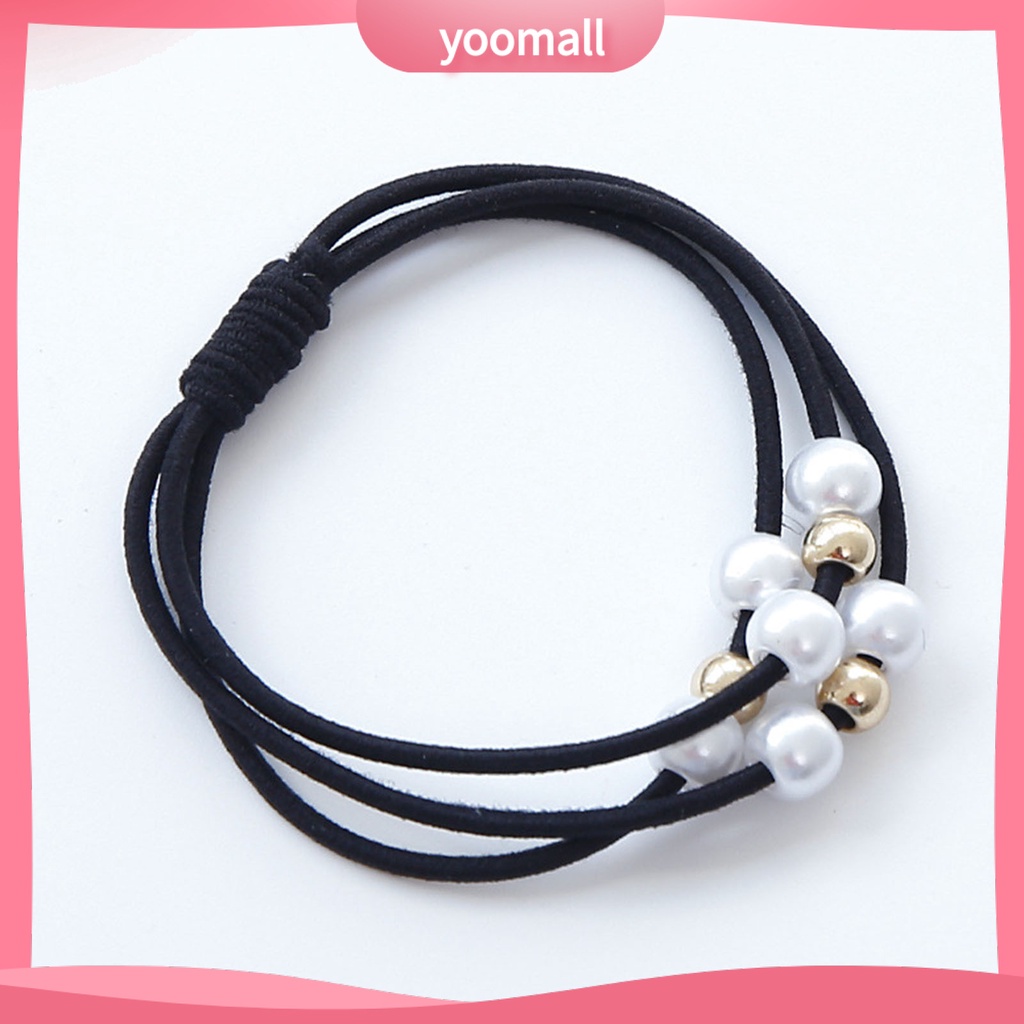 Dây Cột Tóc Cao Su Co Giãn Đính Ngọc Trai Giả Nhiều Lớp