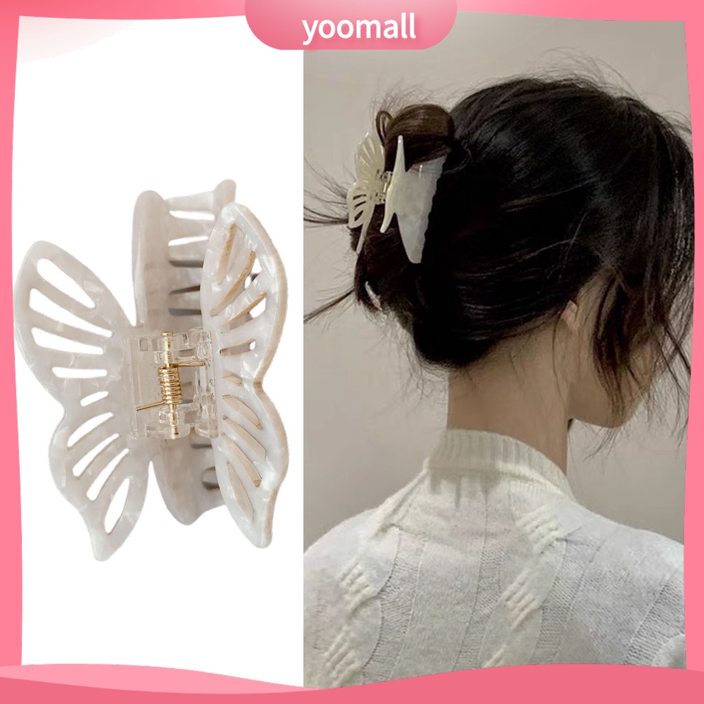 Kẹp Tóc Càng Cua Rỗng Chống Trượt Cố Định Tóc Trang Trí Hình Bướm Cho Nữ