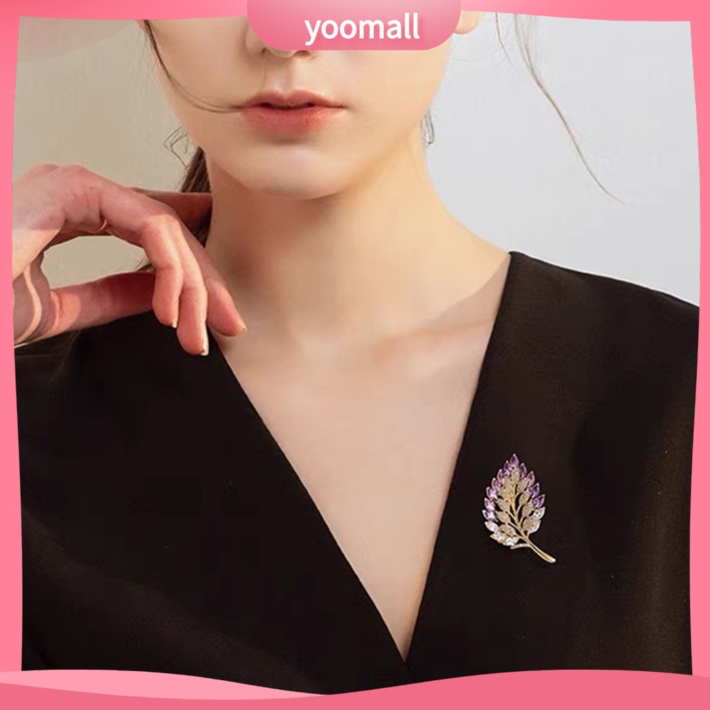 Ghim Cài Áo Hình Chiếc Lá Đính Đá Thời Trang