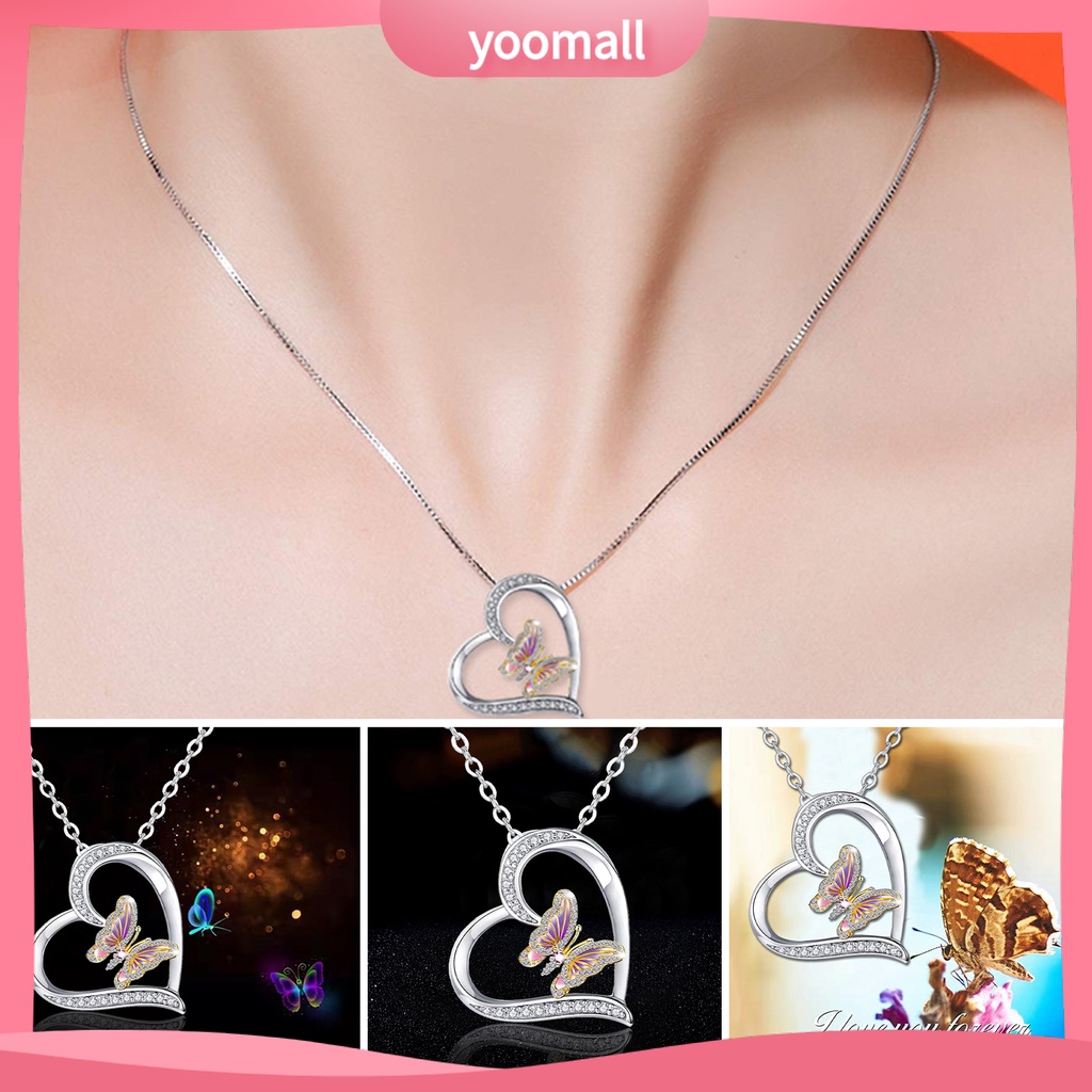 Vòng cổ Mặt Hình Trái Tim / Bướm Đính Đá Tinh Tế Thời Trang Cho Nữ