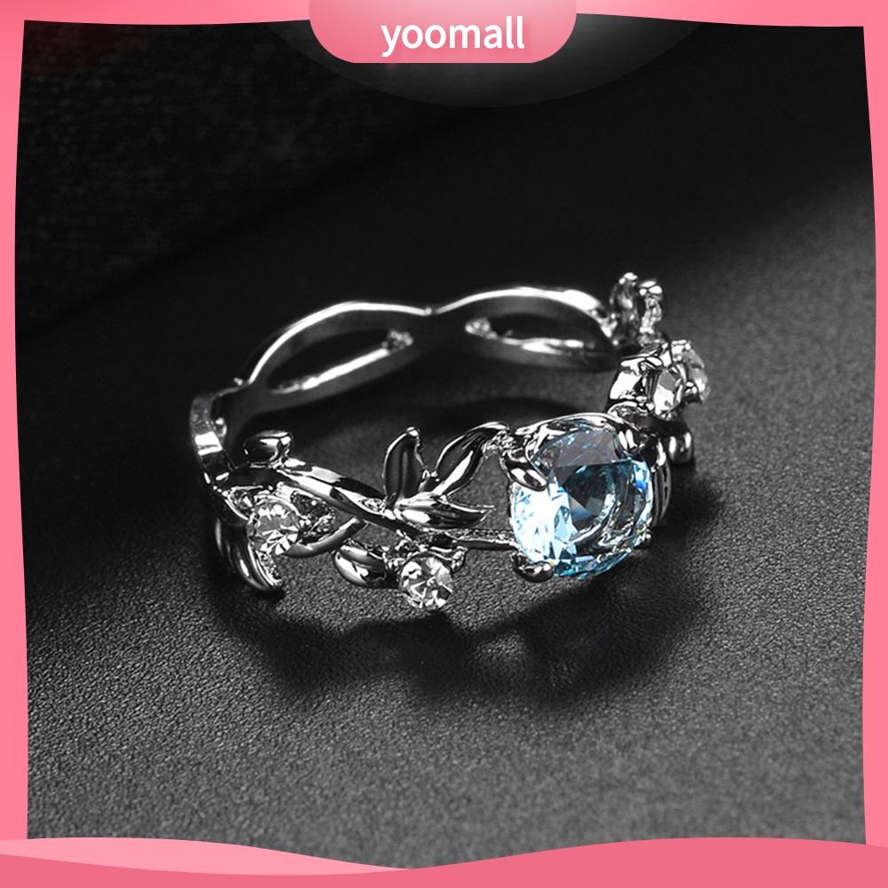 Nhẫn Hình Chiếc Lá Đính Đá Thời Trang Dành Cho Nữ