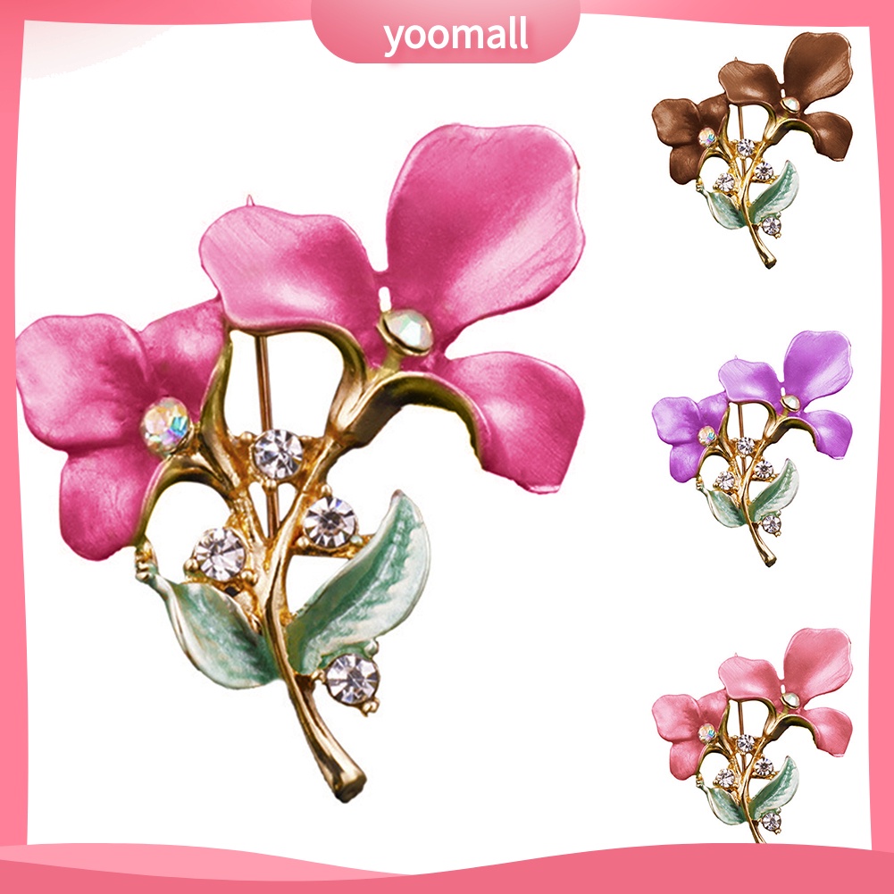 Ghim Cài Áo Hình Bông Hoa Đính Đá Xinh Xắn Dành Cho Nữ