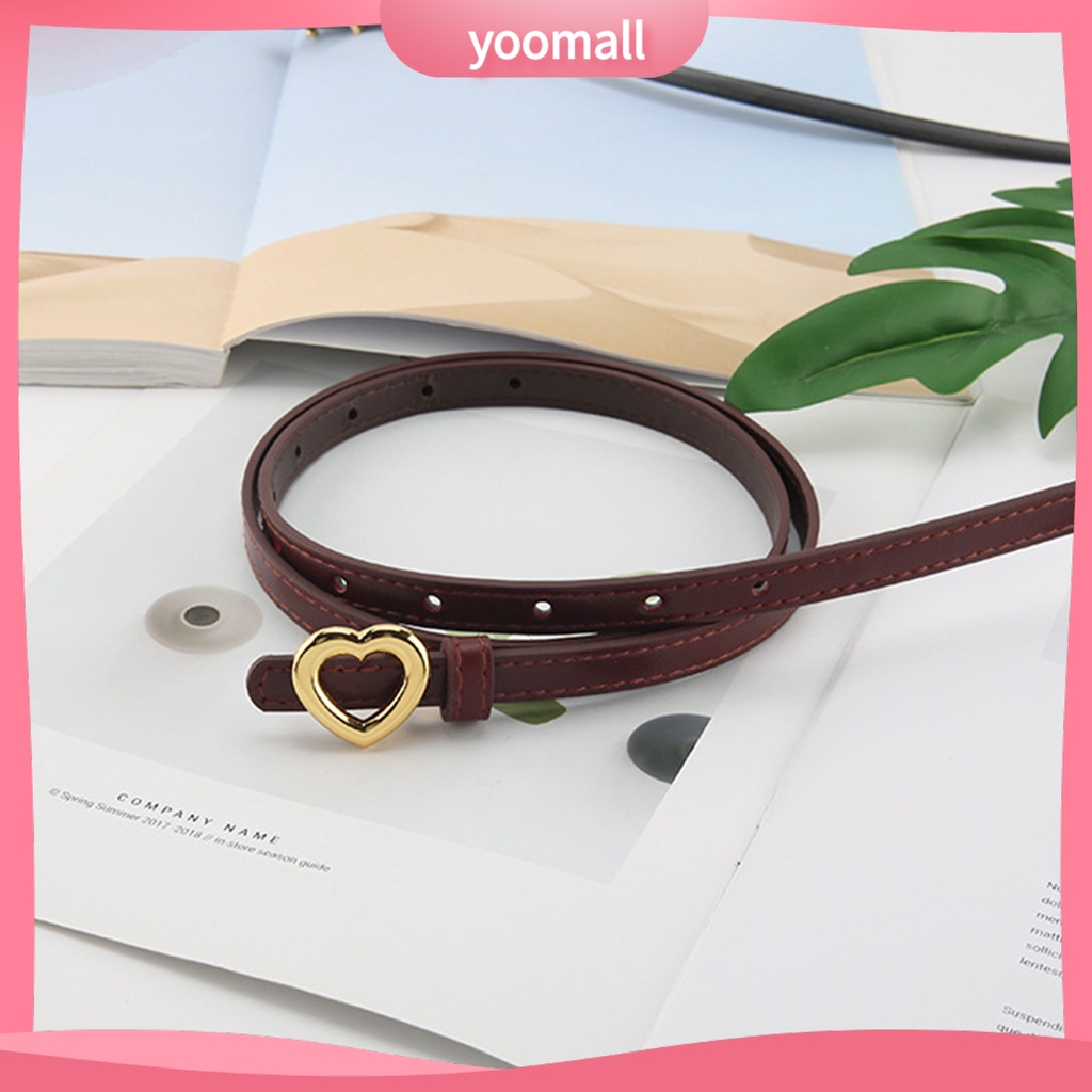 Thắt Lưng Giả Da Màu Trơn Khóa Hình Trái Tim Có Thể Điều Chỉnh Cho Nữ