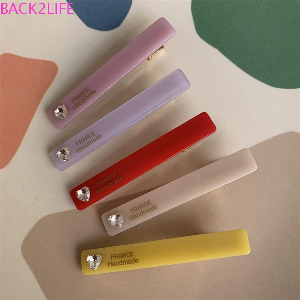 BACK2LIFE Kẹp Tóc Một Bên Đính Đá Hình Trái Tim Nhỏ Xinh Xắn Cho Bé Gái