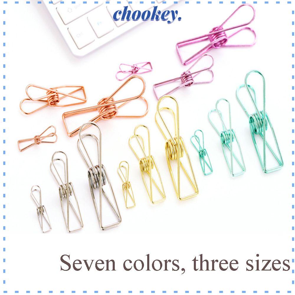 CHOOKEY Set 3 Kẹp Giấy Kim Loại Màu Trơn Thời Trang