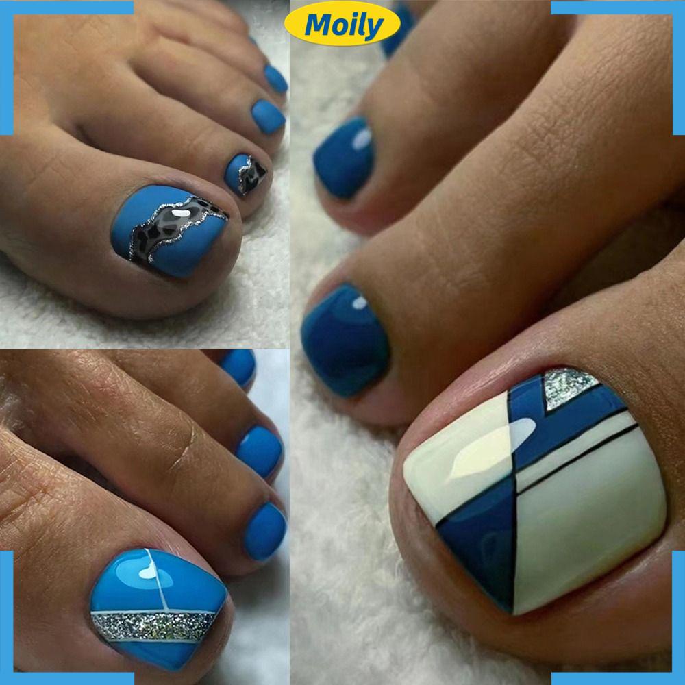 MOILYVN Set 24 Móng Chân Giả Thời Trang Cá Tính Cho Nữ