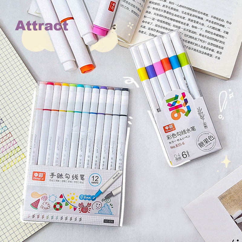 Set 6 / 12 Bút Dạ Quang Nhiều Màu Sắc Dùng Vẽ Tranh Nghệ Thuật