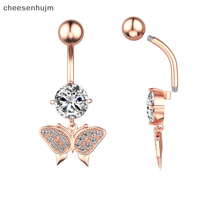 Khuyên RốN HìNh BướM ĐíNh Đá BằNg ThéP Không Gỉ