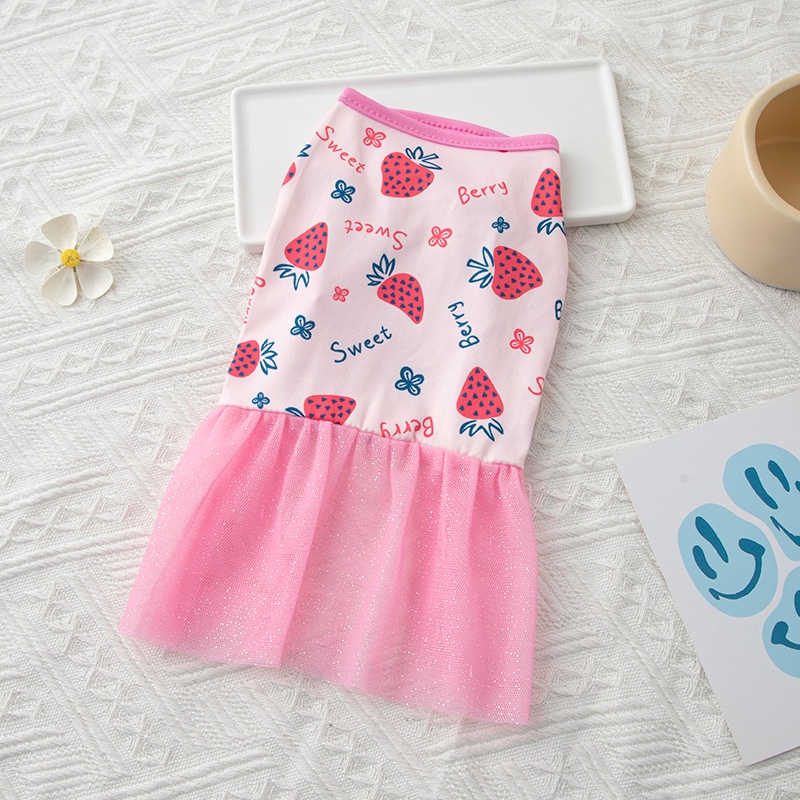 Đầm Công Chúa Phối Lưới Dễ Thương Thời Trang Mùa Hè Cho Cún Cưng Shih Tzu