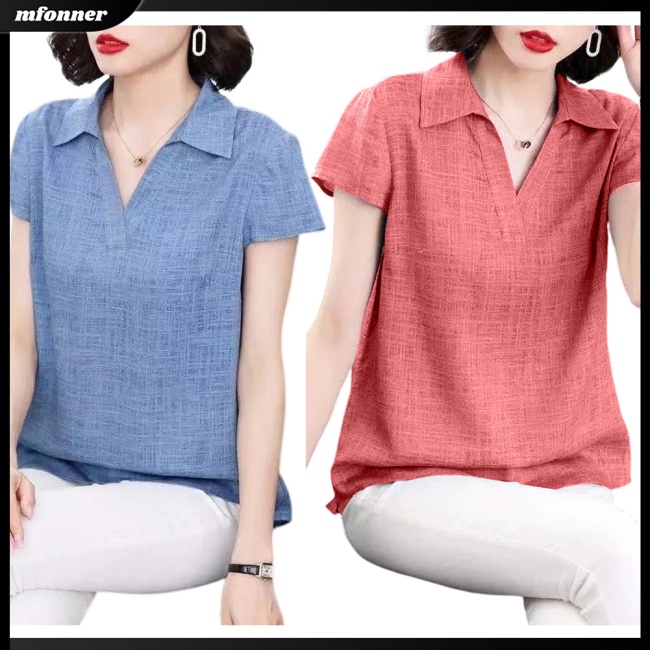 Áo Thun Nữ Tay Ngắn Cổ Chữ V Plus Size