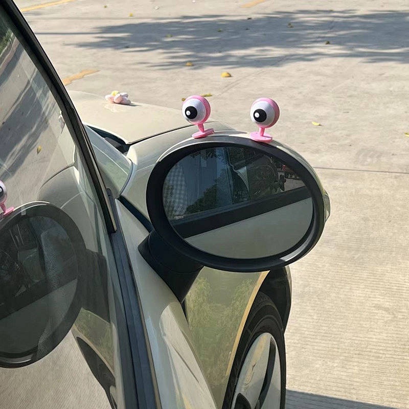 Car Rearview Mirror Cute Small Eyes Stereo Decorative Sticker Rearview Mirror Dashboard Display Screen Personalized Creative Car Stickers EzsH