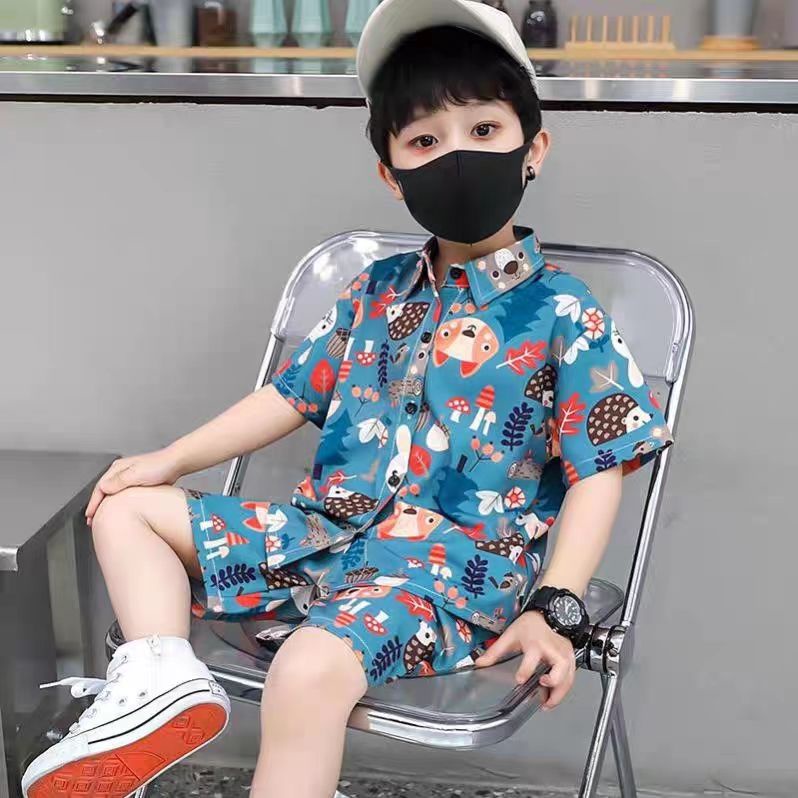 Set Áo Sơ Mi Tay Ngắn Và Quần Short Thời Trang Mùa Hè 2023 Phong Cách Mới Cho Bé Trai