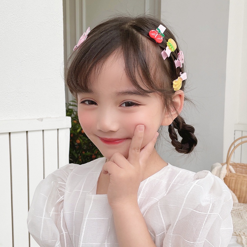 Set 10 Kẹp Tóc Hình Hoa / Trái Cây Xinh Xắn Cho Bé Gái ARSE FANS