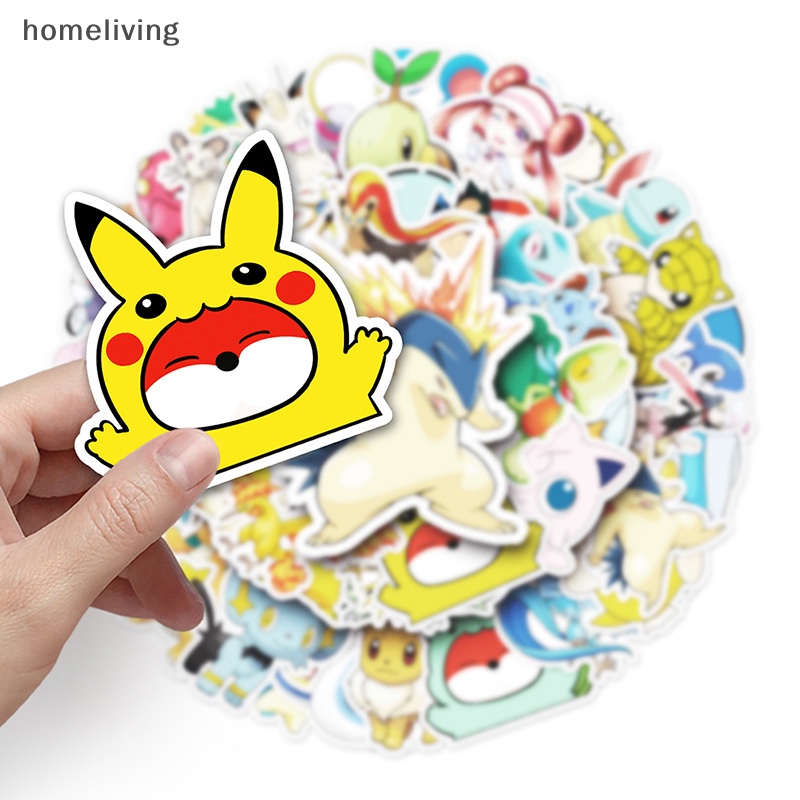 Bộ 50 Miếng Dán Họa Tiết Hoạt Hình Pokemon DIY Trang Trí Vali / Laptop / Va Li Cho Bé