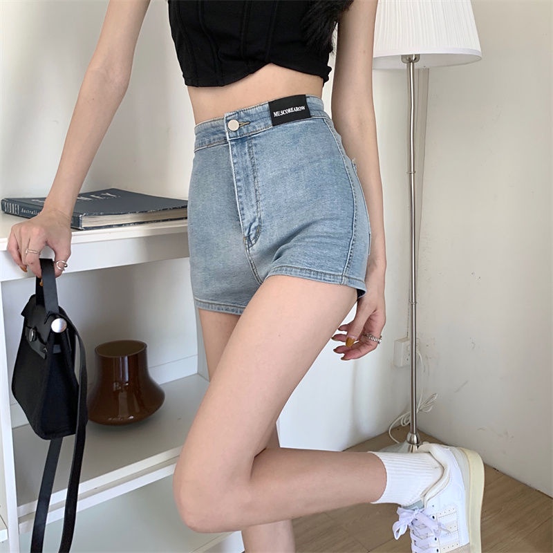 Quần Short Denim Lưng Cao Dáng Ôm Co Giãn Phong Cách Mới Cho Nữ