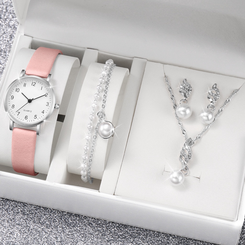 Đồng Hồ Quartz Nữ Dây Da Mặt Đính Hột Xoàn Thời Trang