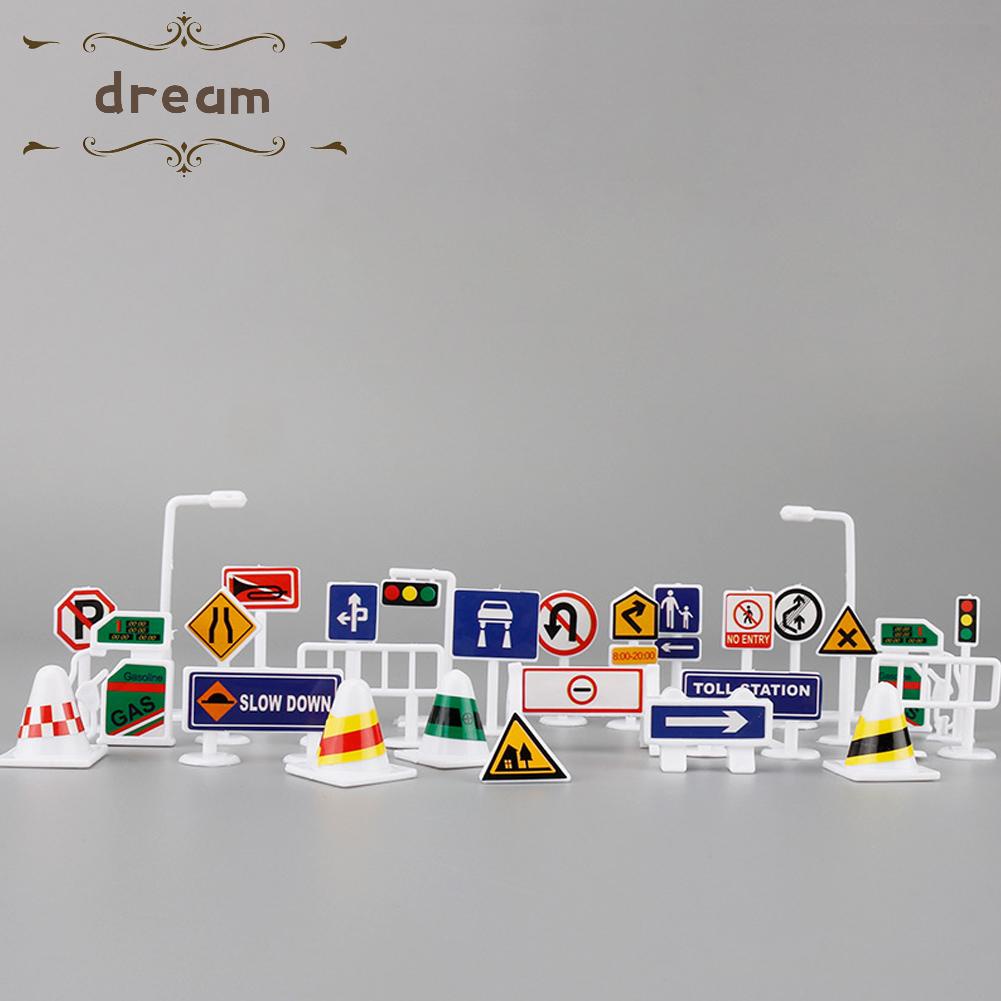 【DREAMLIFE】Road Sign PARKING LOT Self-assembled Toys Traffic Sign 28pcs Set Accessories DIY