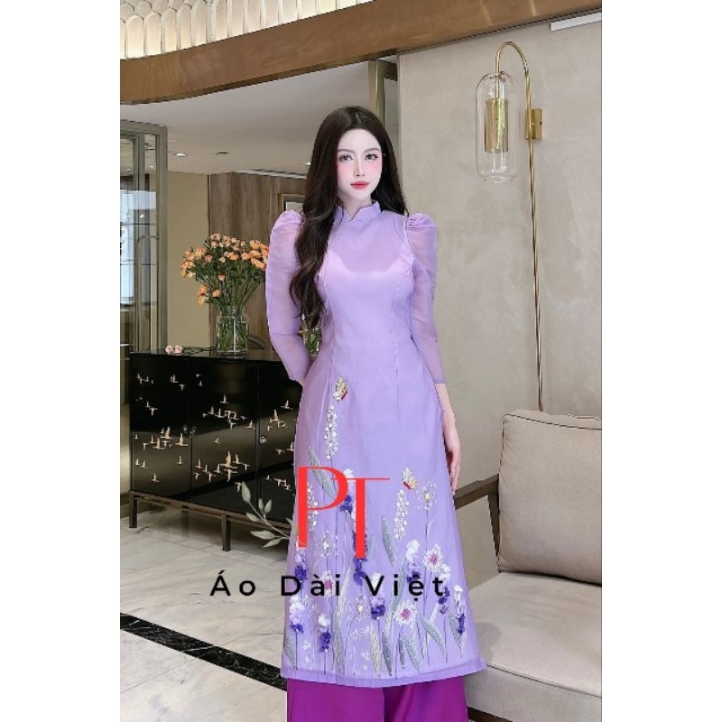 ❤️. Áo dài cách tân phi yến tơ 4 tà kết hoa nổi cao cấp đẹp hàng thiết kế giá rẻ❤️