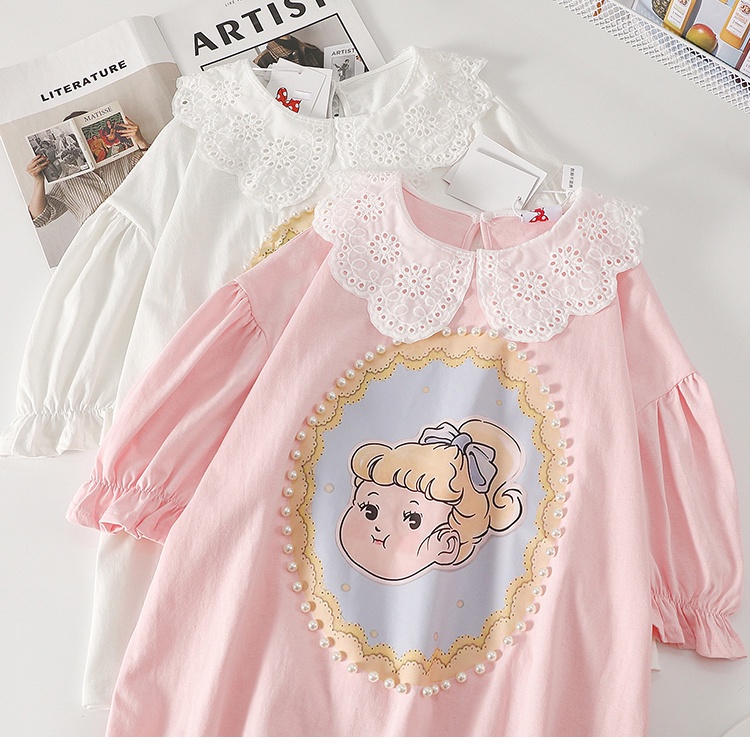 In solid color t-shirt cô gái mùa hè mới của pháp quần áo trẻ em tay phồng