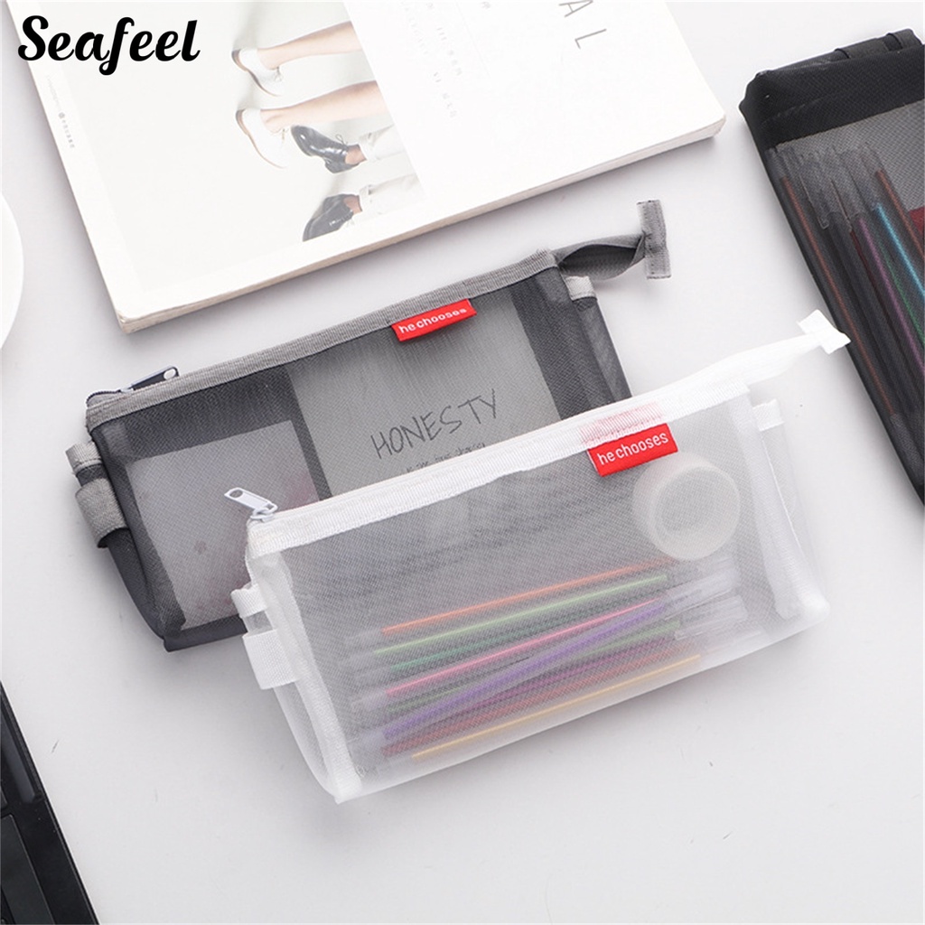 Túi Đựng Bút Bằng Lưới Trong Suốt Chống Bụi Sức Chứa Lớn Cho Học Sinh