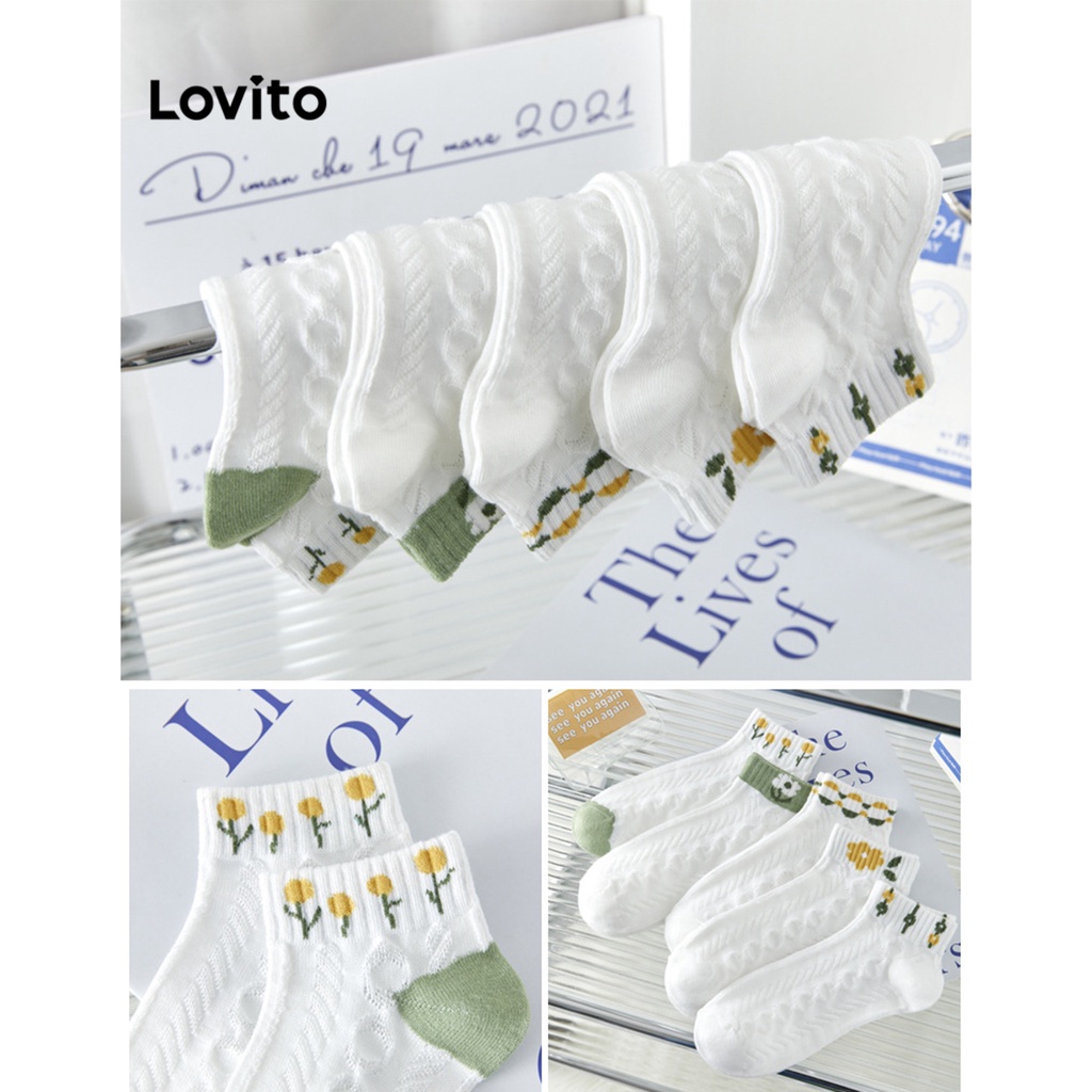 Lovito Vớ in hoa 5 đôi dễ thương cho nữ LNA15012 (Nhiều Màu)