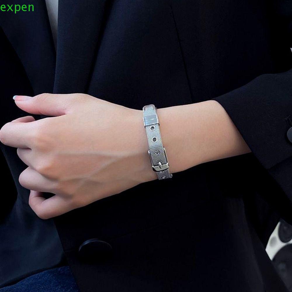 EXPEN Vòng Tay Thép Titan Phong Cách Hip Hop Hàn Quốc Cá Tính