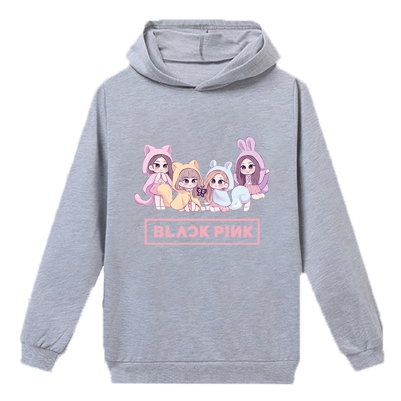 Áo Hoodie Tay Dài In Hình Hoạt Hình BLACKPINK Dành Cho Trẻ Em 3-15 Tuổi