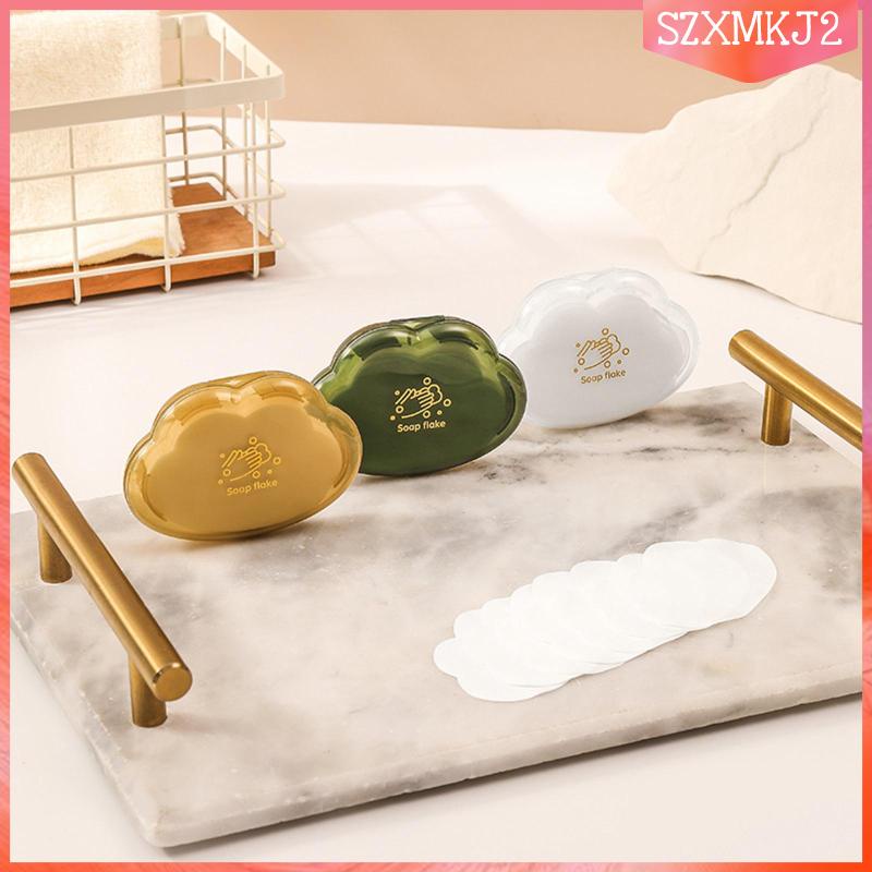 Bộ 50 Miếng Xà Phòng Giấy Hình Đám Mây Có Thể Hòa Tan Kèm Hộp Đựng Cho Du Lịch