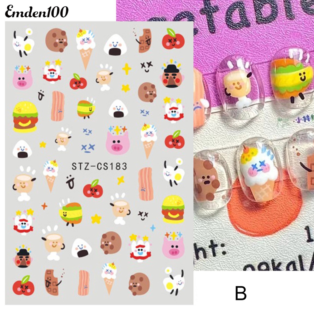 Bộ 2 Miếng Dán Trang Trí Móng Tay Không Phai Họa Tiết Hoạt Hình