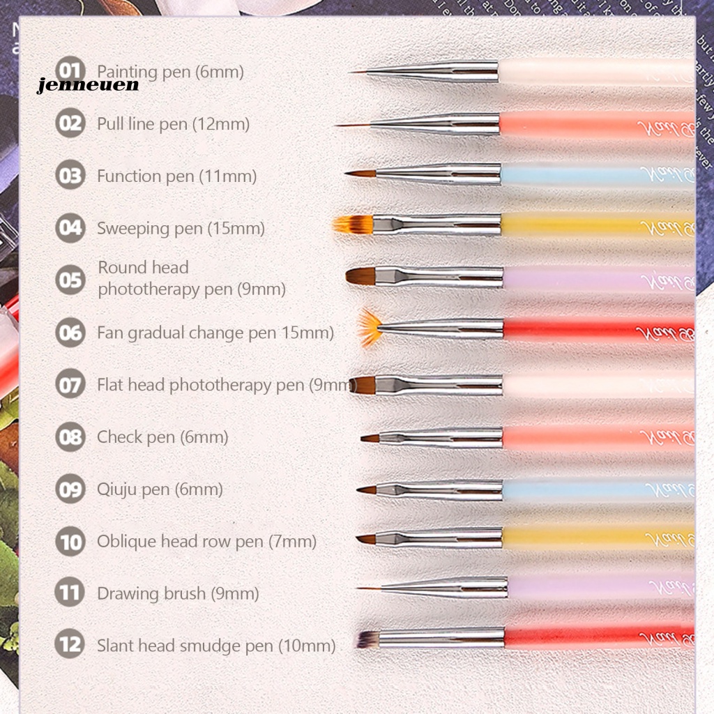 Bút Trang Trí Móng Nghệ Thuật Đầu Tròn Phẳng Đa Năng