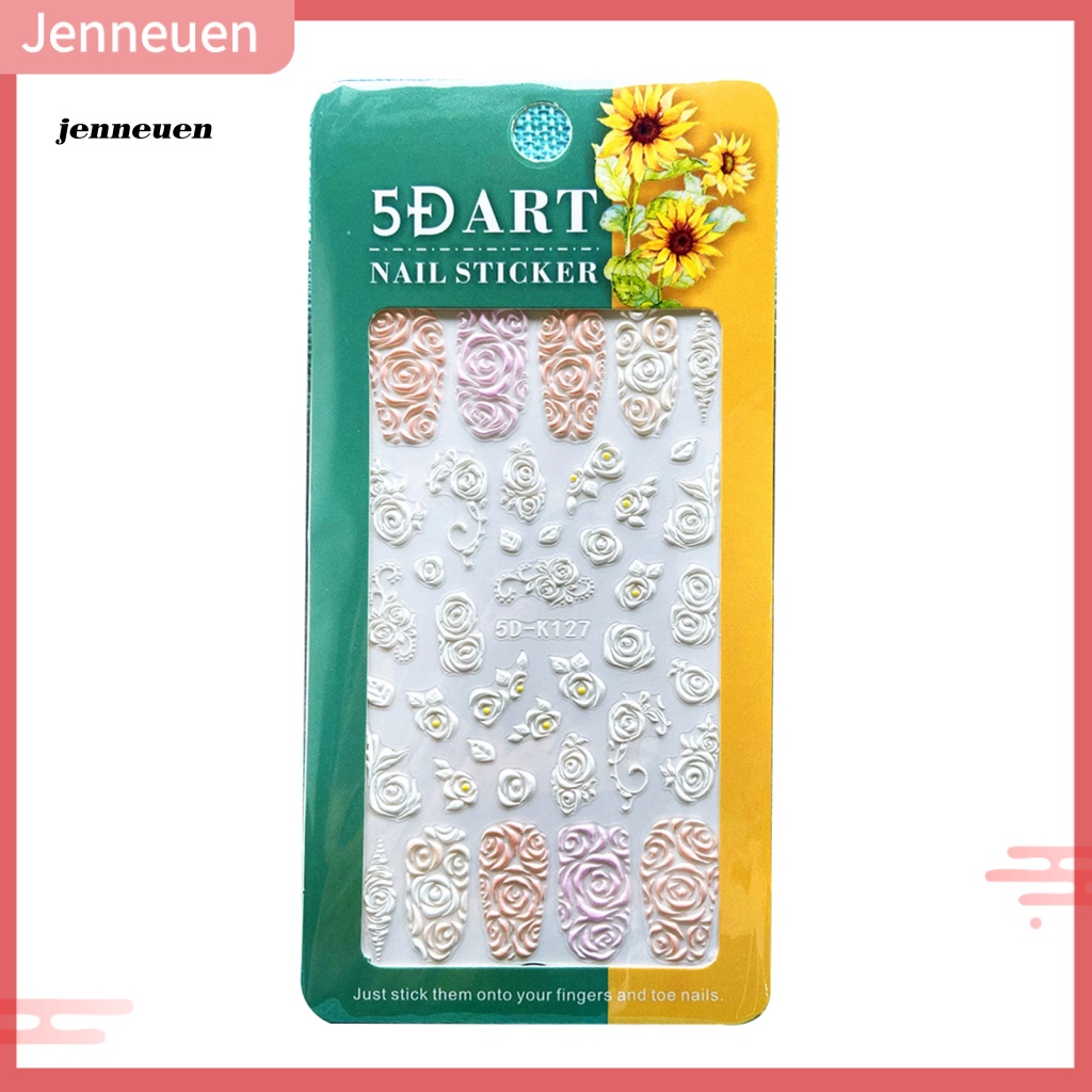 Miếng Dán Trang Trí Móng Tay Họa Tiết Hoa Hồng Trắng Xinh Xắn