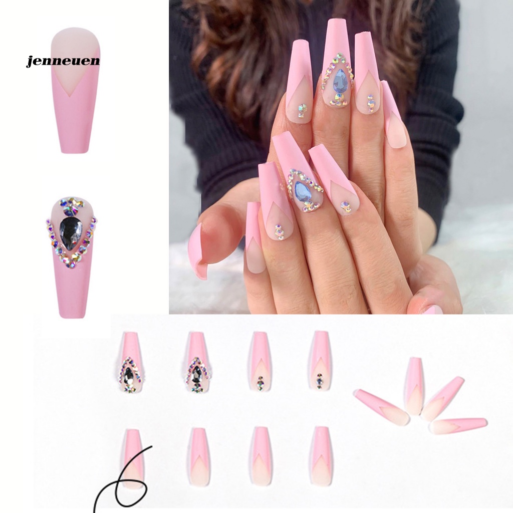 Set 24 Móng Tay Giả Acrylic 3D Dạng Nhấn Dành Cho Nữ