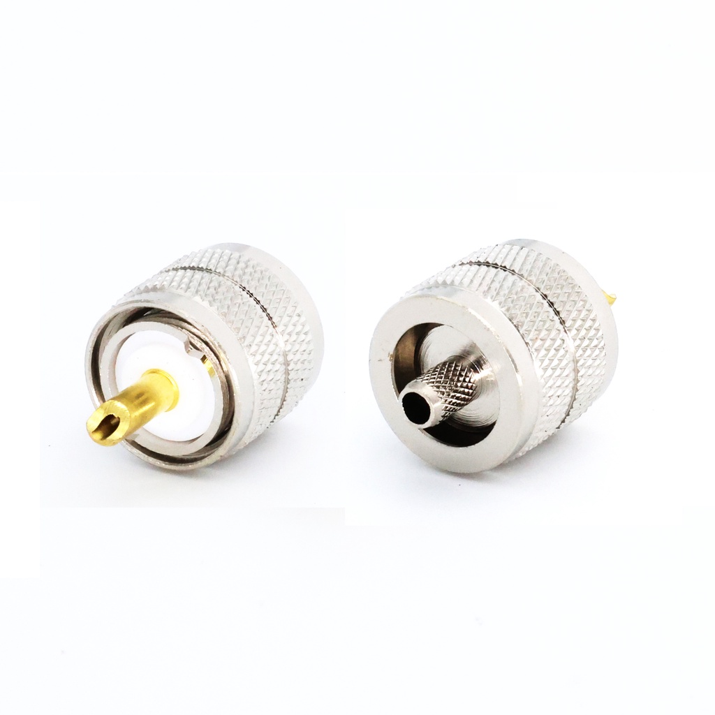 2 Chiếc Uốn UHF PL259 PL-259 Nam Cắm RF Đồng Trục Coax Kết Nối UHF Hàn Adapter Cho RG58 RG142 LMR195