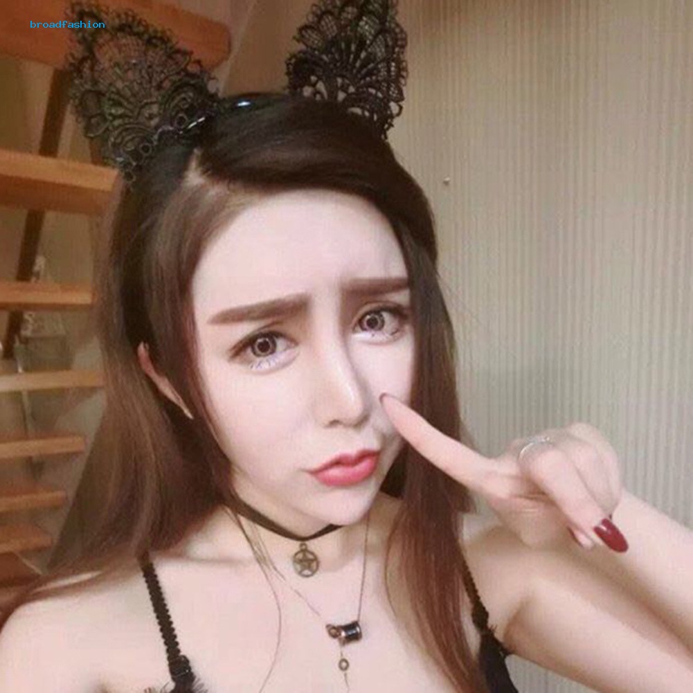 Băng Đô Hình Tai Mèo Phối Ren Dễ Thương Dành Cho Nữ