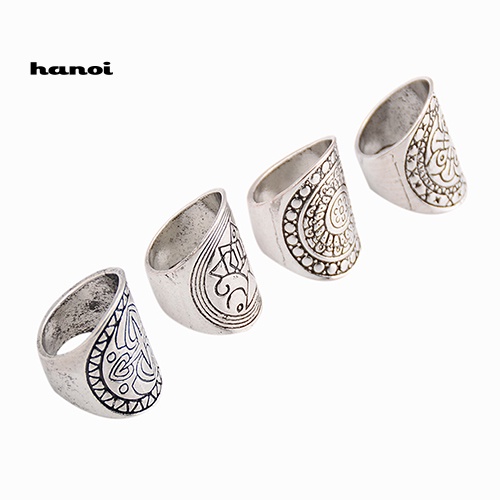 Set 4 Nhẫn Mạ Bạc Phong Cách Bohemian Cổ Điển Dành Cho Nữ