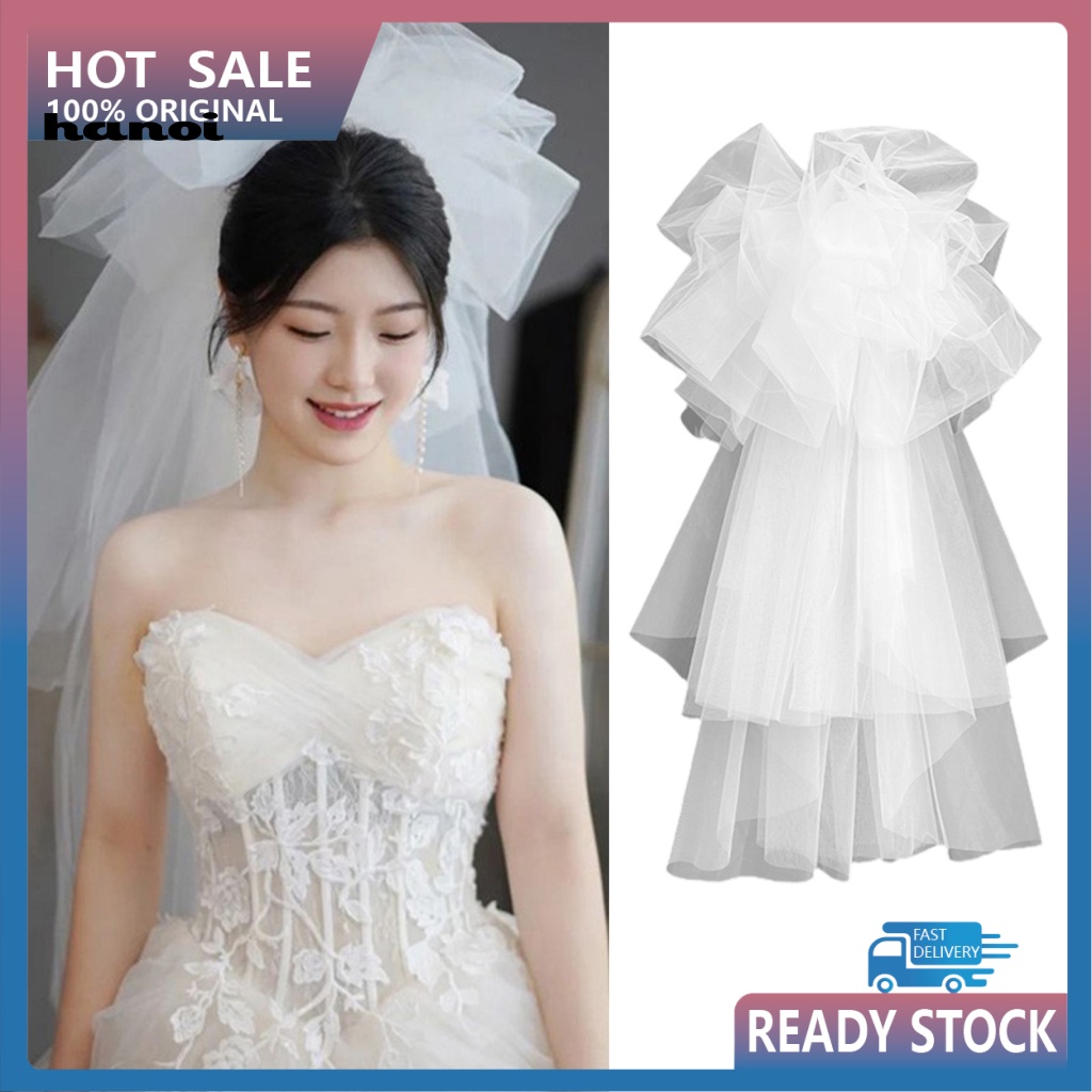 Khăn Lưới Hai Lớp Màu Trắng Phong Cách Hàn Quốc Dùng Chụp Ảnh Cô Dâu